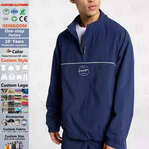 Veste en nylon imperméable pour homme, coupe-vent, à col zippé, personnalisable avec logo imprimé ou brodé, vente en gros - Product Image 1
