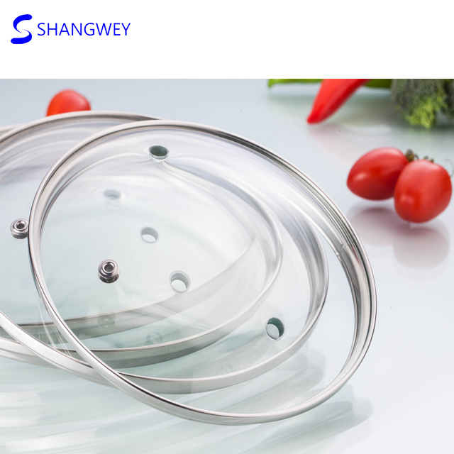 High Quality G Type Tempered Glass Lid with Silicon Round Kitchen Pot Handle Cover Floating Glass Cookware Parts