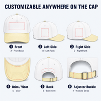 Casquette bicolore avec broderie 3D en relief, logo personnalisé, jaune et blanc, thème Caisse de quai, Port, Marée salée, Voile, Mer, Bateau, Clés