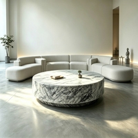 Table basse cylindrique moderne Wabi-Sabi de luxe en marbre blanc invisible, faite à la main, écologique, pour la décoration intérieure et le mobilier de salon