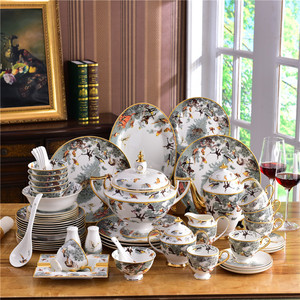 Nordic 58pcs Ceramic Kitchen Accessories Equator Jungle Series Cookware Tableware <b>Set</b> Porcelain <b>Dinner</b> Wedding Home Bowls Plates - Product Image 4