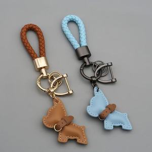 Hot Selling Logo Custom Mini French Bulldog Dog Pu Leather Keychain Pendant Car Keyring For Key Accessories