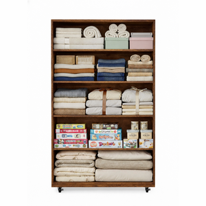 5-<strong>Drawer</strong> Mobile Rolling File Cabinet, Brown Wooden Storage <strong>Drawer</strong> Unit with Wheels for Home Office Organization - Product Image 5