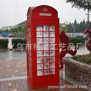 Cabina telefónica británica roja de metal, accesorios temáticos para decoración de cabinas de fotos, artesanía de Yiwu - Product Image 1