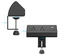 Multiprise de bureau à fixation par pince avec port USB-C 18W, prises de charge rapide 12A, prise à fixer sur le bord de table ou la jambe pour la salle de conférence, le bureau à domicile