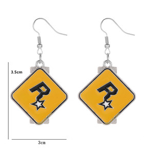 ZRM Boucles d'oreilles tendance en alliage GTA5, pendentif logo R Star, accessoires de voiture <span class=keywords><strong>Grand</strong></span> <span class=keywords><strong>Theft</strong></span> <span class=keywords><strong>Auto</strong></span> 5, vente chaude - Product Image 3