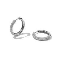 Boucles d'oreilles créoles Gemnel pavées de diamants en argent 925 avec fermeture à clip, bijoux faits à la main pour femmes