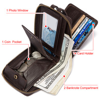 Dompet Perjalanan Pria Pendek Sederhana Retro Anti RFID, Dompet Koin Kulit Sapi, Tempat Kartu, Desain Slot Multi-Kartu, Gaya Vintage