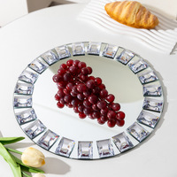 Assiettes de présentation en verre perlé de 13 pouces, finition miroir, design épuré, pour mariage, vente en gros