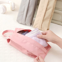Sac de rangement pliable portable MIXWARES en tissu lavé - Organisateur de voyage étanche pour articles de toilette, Organisateur de rangement multi-usages pour la maison