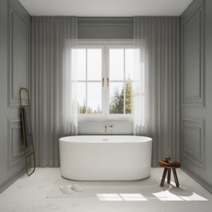 Baignoire autoportante contemporaine en acrylique et fibre de verre, design cannelé, Vietnam, OEM ODM personnalisé - Product Image 1