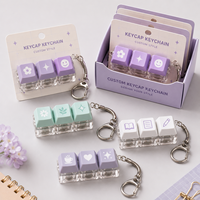 Custom Keyboard Key Keychain Pastel Color Keycaps Clear Acrylic Holder Metal Ring Wholesale Promotional Souvenir Gift