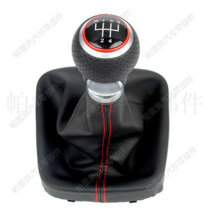 Palanca de Cambios Manual de Cuero para Audi A4 B6 y Volkswagen Golf 5, con Costuras Rojas, Diseño Ergonómico - Product Image 1