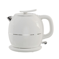 Bouilloire électrique sans fil en acier inoxydable blanc, moulée d'une seule pièce, durable, double paroi, design minimaliste, pour usage domestique et hôtelier, 1,8 L