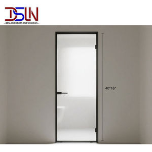 Porte battante moderne personnalisable en aluminium et verre trempé creux Deslano pour chambre, couloir, supermarché, villa, jardin, extérieur, à encastrement - Product Image 6