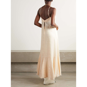 <span class=keywords><strong>Robe</strong></span> sans bretelles en <span class=keywords><strong>lin</strong></span> 100% avec fermeture éclair dissimulée pour le printemps, nettoyage à sec uniquement - Product Image 2