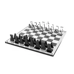 Handmade Classic Acrylic Chess Board and Figures Apartment Decor Elegant Lucite Chess Piece