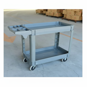 Carro de servicio de utilidad de precio barato 3 niveles 500LBS Carro de utilidad rodante de plástico resistente con ruedas giratorias 360 - Product Image 1