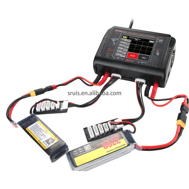 HTRC T400 Pro DUO Battery Charger DC 400W AC 200W 12Ax2 RC Charger Discharger for LiHV LiFe Li-lon NiCd NiMh Pb LiPo Batteries