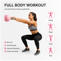Kettlebell de fitness avec logo personnalisé, poids durable au toucher doux, 5 kg, revêtement vinyle, pour équipement de salle de sport