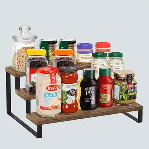 Bán sỉ nhà bếp tùy chỉnh Wares lưu trữ giá Xe đẩy 3 Tier bằng gỗ Organizer Kệ Baker giá kệ lưu trữ nhà bếp