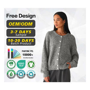 OEM ODM Wholesale Autumn and Winter Women's Knitted Sweaters <b>Coat</b> Crew Neck Customizable Women's Sweater Jacket - Product Image 1