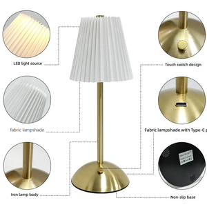Lámpara de Mesa Inalámbrica Recargable con Pantalla de Tela, Control Táctil Regulable, Funciona con Batería, Luz Portátil para Dormitorio o <span class=keywords><strong>Restaurante</strong></span> - Product Image 4