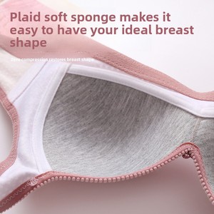 Soutien-gorge droit pour femmes d'âge moyen et âgées, <span class=keywords><strong>grande</strong></span> <span class=keywords><strong>taille</strong></span>, sans armatures, bonnet fin, push-up, quatre agrafes, imprimé, réglable - Product Image 4