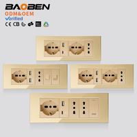 Stopkontak Dinding Pintar BAOBEN EU - Pengisian Cepat Tipe C, Panel Sakelar Modular Warna Emas Untuk Rumah/Kantor