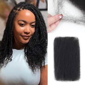 Promotion Letsfly : Extensions de cheveux afro crépus en vrac pour tresses, noir naturel, 8-26 pouces, paquet de 40g, trame simple, cheveux humains indiens Remy - Product Image 3