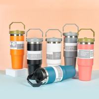 Bouteilles d'eau isothermes en acier inoxydable 304, anti-fuite, avec paille, personnalisables, avec manchon en papier, 20oz et 30oz