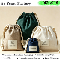 Sacs à cordon en coton et lin biodégradables avec logo personnalisé et étiquette en toile, pochette d'emballage cadeau pour bijoux, chaussures, vêtements, sweat-shirts
