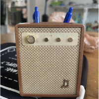 Support de plectres de guitare en bois style ampli avec rangement pour stylos, organisateur de bureau pour guitaristes, pour le rangement des plectres et des stylos, accessoires de guitare
