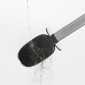 Escobilla de baño de acero inoxidable con cerdas suaves y base de TPR para limpieza del hogar, color plateado, blanco y gris. - Product Image 4