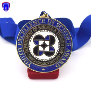 Youth Excellence in Science Award medal custom made pure brass education institute souvenir medal with ribbon