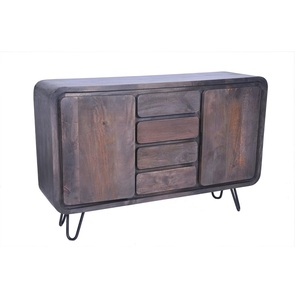 Armoire contemporaine en bois pour le salon avec des portes lisses et des lignes épurées offrant un design minimaliste - Product Image 1