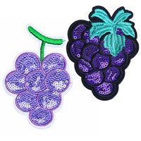 Patch brodé de sequins en forme de raisin, thermocollant, applique fruit pour décoration DIY de vêtements, sacs et chapeaux