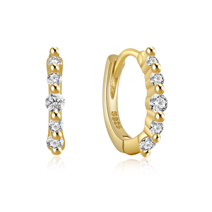 CANNER Simple S925 Silver Single <b>Row</b> of Different Sizes Zircon Earrings Fine Jewelry 18k Gold-Plated Wedding <b>Gift</b> Hoop Earrings - Product Image 1