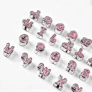 Directo de Fábrica: Cuentas de Aleación Rosas con Letras y Diamantes de Imitación, de Orificio Grande, Accesorios DIY para Pulseras de Dijes, Estilo de Dibujos Animados - Product Image 4