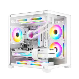 Fabriek Van Hoge Kwaliteit Gaming Pc Case 0.5Mm Spcc 2 Zijden Gehard Glazen Paneel Full Vision Computerkast Met Waterkoeler Voor Game