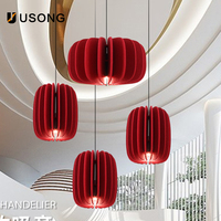USONG Abat-jour suspendu rustique japonais moderne, certifié ROHS, ignifuge et acoustique, en 100 % PET pour éclairage