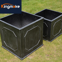 Grande jardinière en fibre de verre Fournitures de jardin Jardinière carrée noire Jardinière en ciment pour plantes de jardin