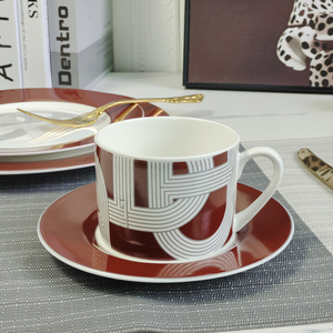 Factory Price Nordic <b>Red</b> Track 2-piece Bone China Dinner Plate Set - Product Image 4