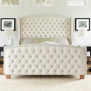 <span class=keywords><strong>Lit</strong></span> à cadre en bois massif Kainice, taille Queen, gris/noir, moderne, avec coussin double en mousse douce bouclée, cadre <span class=keywords><strong>de</strong></span> <span class=keywords><strong>lit</strong></span> incurvé avec rangement effet diamant froissé - Product Image 3