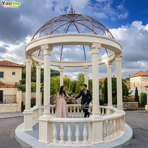 Patio Villa Paisajismo Proyecto Piedra Cúpula Superior Mármol Blanco Gazebo - Product Image 1