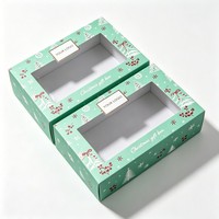 Caja de Regalo para Bufandas, Marcos de Fotos, Cinturones, Ropa, Calcetines, Caja de Embalaje Reciclable Personalizable con Temática Navideña, Caja de Papel Plegable con Ventana