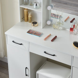 Semplice comò specchio specchio mobili toletta Set vanità Led specchio sgabello soggiorno cassetti tavolo luci - Product Image 3