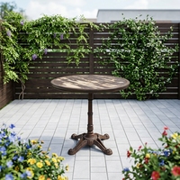 Outdoor Aluminum Wood Look Bistro Table Top with Cast Iron Table Base