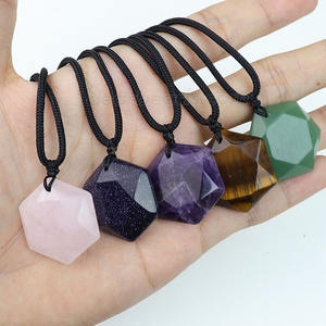 จี้หินธรรมชาติทรงหกเหลี่ยมเจียระไนแบบใหม่, จี้คริสตัลพลังตราประทับของโซโลมอนสำหรับทำเครื่องประดับ ขนาด 25 มม. - Product Image 5