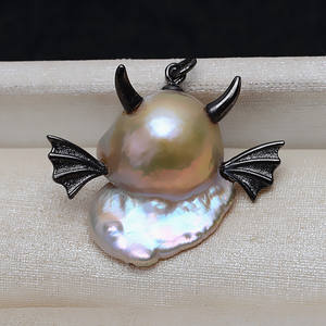 S925 Silver Baroque a Piao Xiang Pendant Versatile DIY Little Devil Alien Pearl Empty <b>Tray</b> 3935 <b>Jewelry</b> Findings & Components - Product Image 1